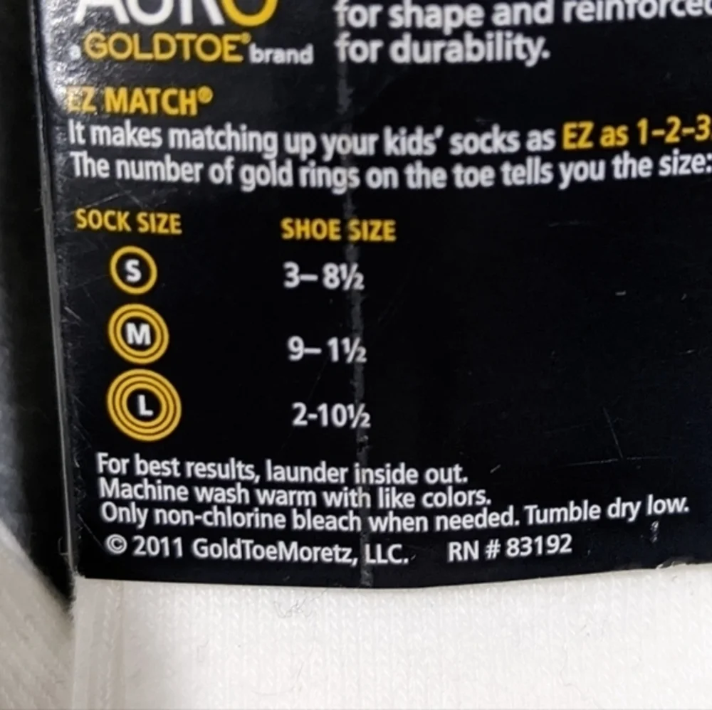 NEW 18 Pair Girls cuff ankle socks size medium 9- 1 1/2 AURO gold‎ toe